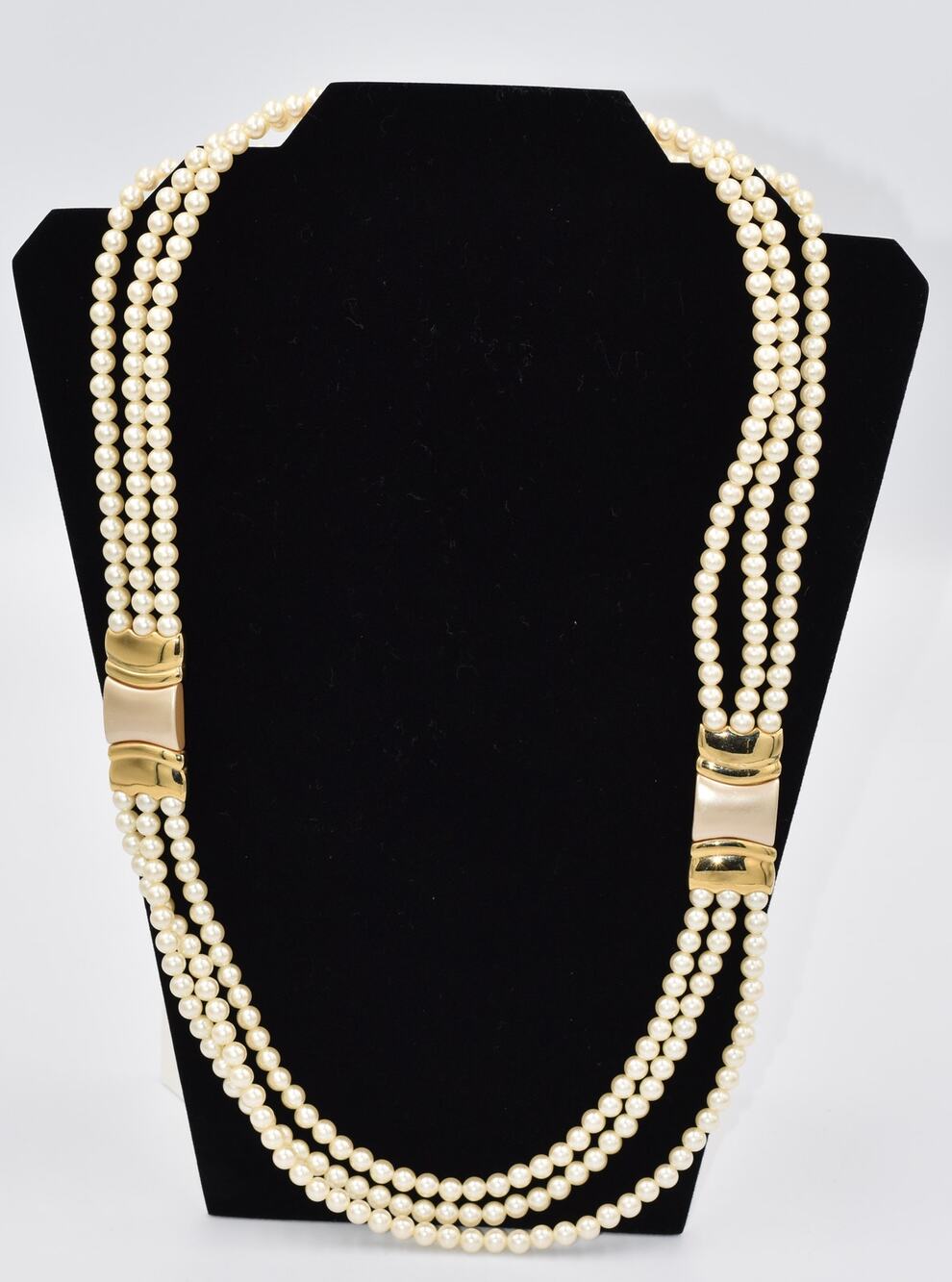 Vintage NAPIER 1980s Triple-Strand Faux Pearl Romantics Collection Necklace